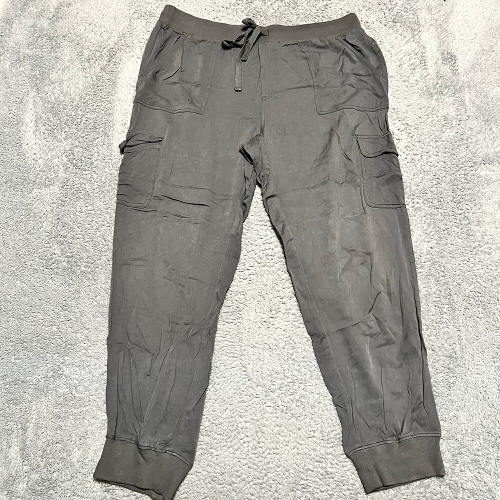 Aerie Pants Womens Large Gray Cargo Joggers Pull On Drawstring